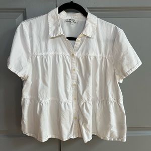 Madewell white collar short sleeved button up